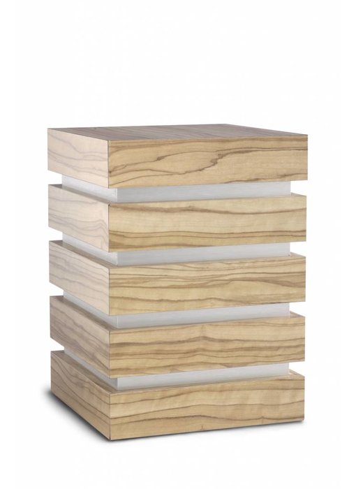 Decoratieve kubus urn naturel - hout