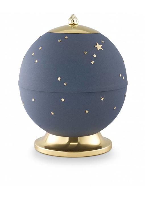 Maan en sterren matblauw - messing