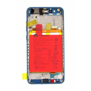 Huawei P10 Lite Warsaw-L21 LCD Display Modul + Touch Bildschirm + Rahmen, Blau, Incl. Battery HB366481ECW 3000mAh, 02351FSL