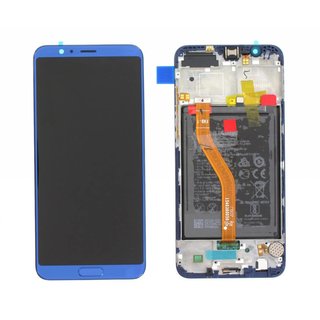 Huawei Honor View 10 (BKL-L09) LCD Display Modul, Aurora Blue/Blau, Incl. Battery HB386589ECW, 02351SXB