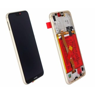 Huawei P20 Lite Dual Sim (ANE-L21) LCD Display Module, Platinum/Goud, Incl. Battery HB366481ECW, 02351WRN