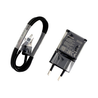 Samsung Ladegerät + USB Kabel Type-C, Schwarz, Fast Charge 15W, EP-TA20EBECGWW