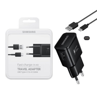 Samsung Oplader + USB Kabel Type-C, Zwart, Fast Charge 15W, EP-TA20EBECGWW