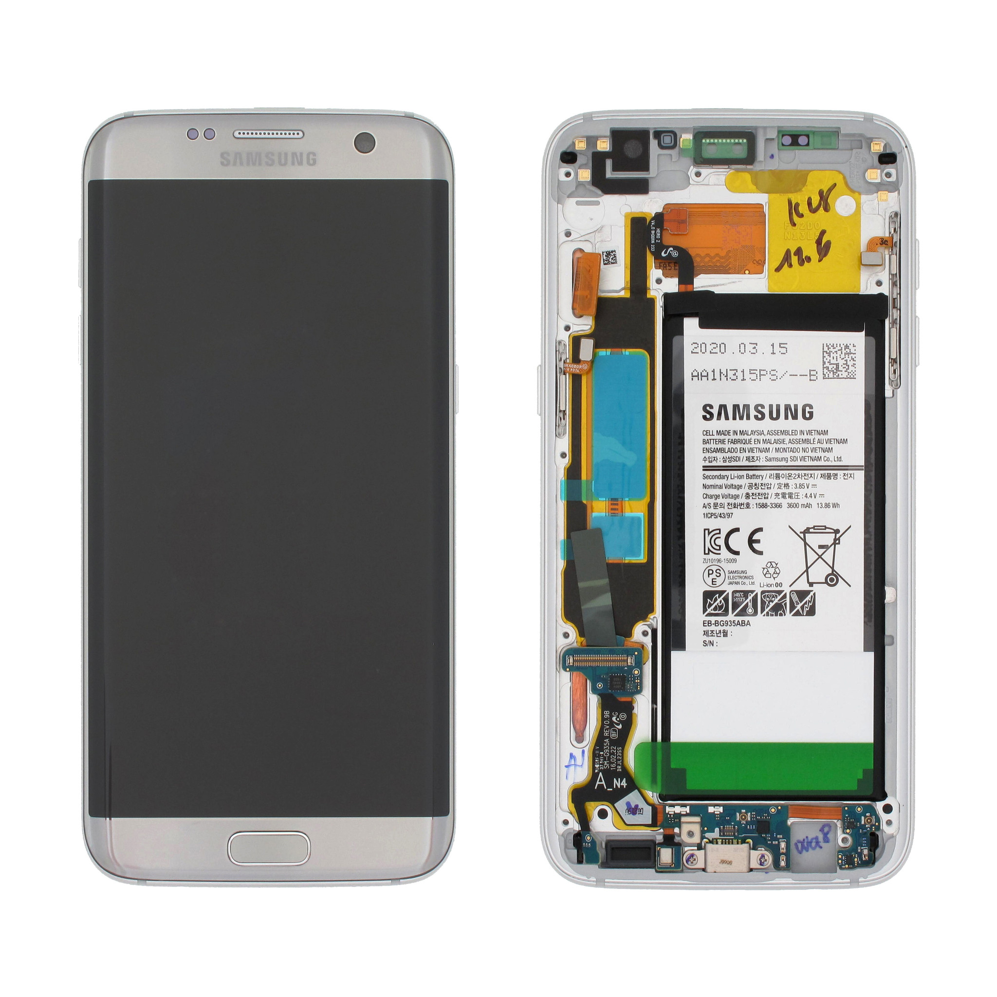 Samsung Galaxy S7 Edge (G935F) Display + Batterij, Zilver, - DutchSpares