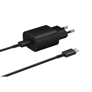 Samsung USB-C Oplader + USB-C naar USB-C Kabel, Zwart, 25W (EP-TA800XBEGWW) | Blisterverpakking