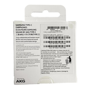 Samsung AKG In-Ear Oordopjes (USB-C Connector), EO-IC100BBEGEU, 1M, Zwart, Blisterverpakking, 8806090270123;EO-IC100BBEGEU