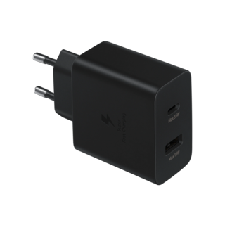 Samsung Duo-Ladegerät mit 2x USB-Anschlüssen (USB-C + USB-A), EP-TA220NBEGEU, 35W/15W, Schwarz, Blisterverpackung, 8806092265585;EP-TA220NBEGEU