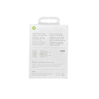Apple USB-C Oplader, A3352, 40W - 60W Max, Wit, Blisterverpakking, MGTU4ZM/A