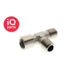 IQ-Parts Zij-Tee inschroefnippel Messing vernikkeld BSPT Male / BSP Female