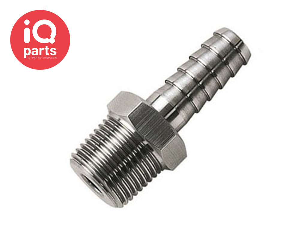 IQ-Parts Slangpilaar / slangtule RVS 316 met BSPT buitendraad