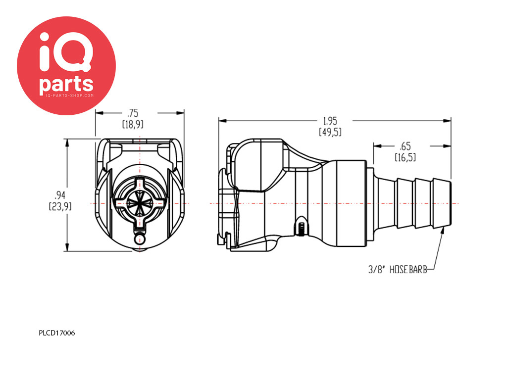 CPC CPC - PLC17006 / PLCD17006 | Kupplung | Acetal | Schlauchanschluss 9,5 mm