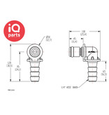 CPC CPC - PMC2304 / PMCD2304 | 90º Coupling Insert | Acetal | Hose barb 6,4 mm (1/4")