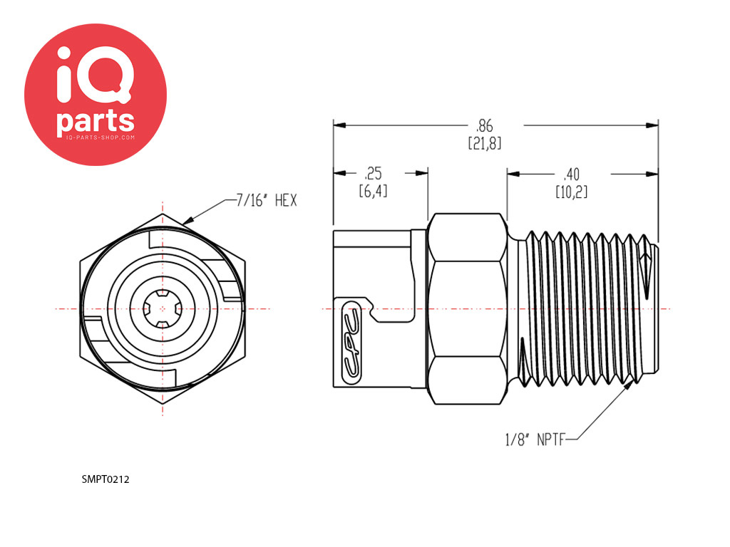 CPC CPC - SMPT0212 | Coupling body | Polypropylene | 1/8" NPT Pipe Thread