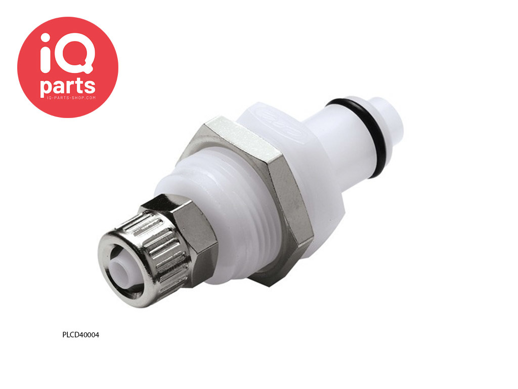 CPC PLC40004 / PLCD40004 | Insteeknippel | Plaatmontage | PTF Klemring 6,4 mm OD / 4,3 mm ID