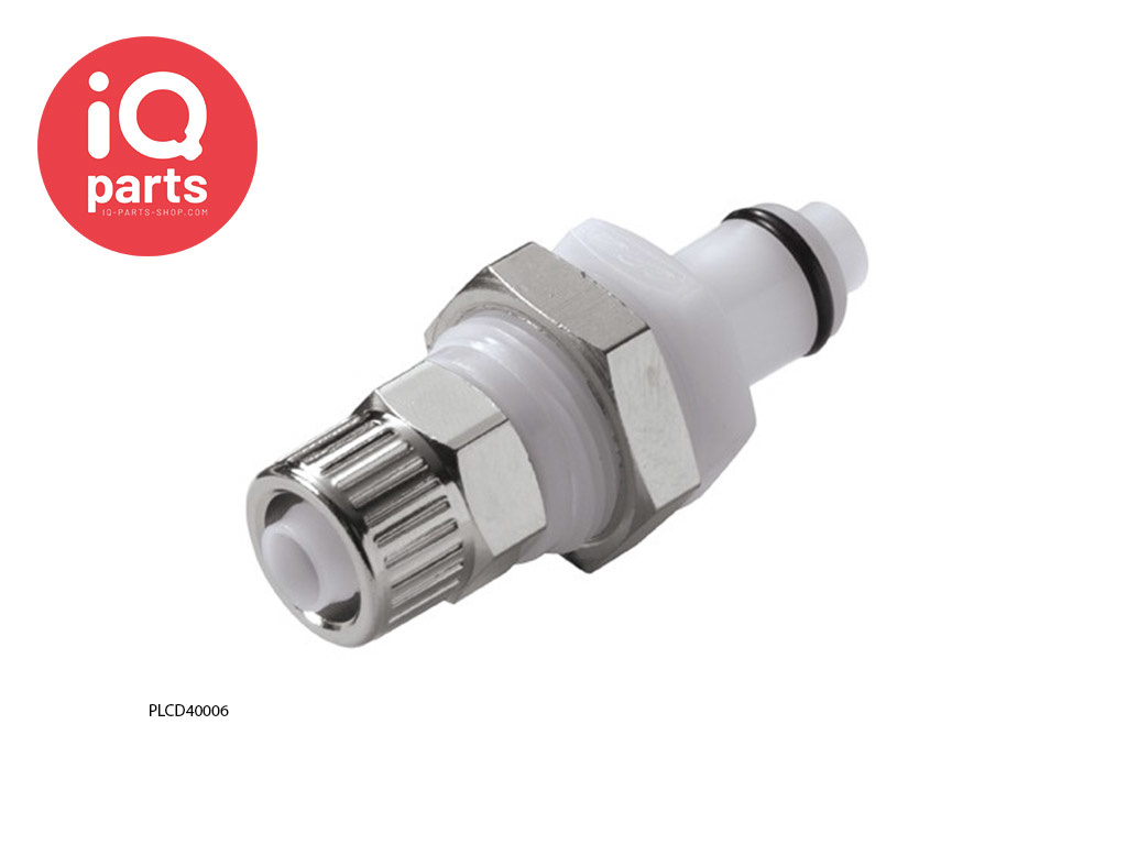 CPC PLC40006 / PLCD40006 | Insteeknippel | Plaatmontage | PTF Klemring 9,5 mm OD / 6,4 mm ID