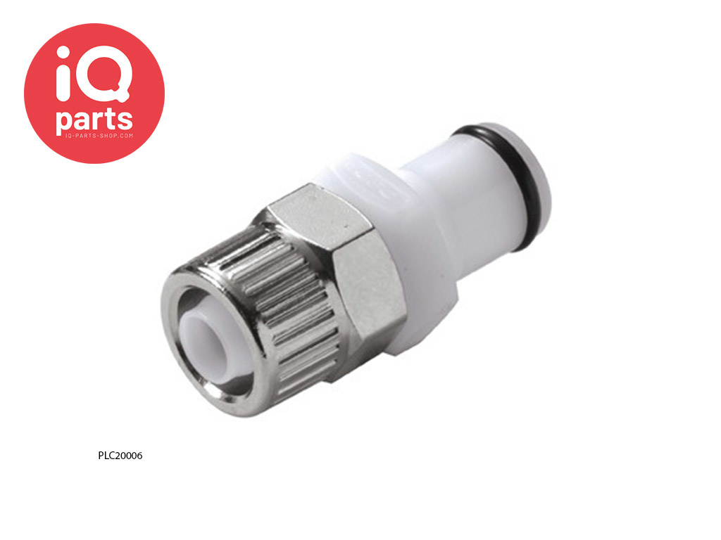CPC PLC20006 / PLCD20006 | Insteeknippel | Acetaal | PTF Klemring 9,5 mm OD / 6,4 mm ID
