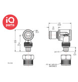 CPC CPC - PLC21006 / PLCD21006| Elbow Coupling Insert | Acetal | PTF Nut 9,5 mm (3/8") OD / 6,4 mm (0.25") ID