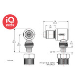 CPC CPC - PLC21006 / PLCD21006 | Insteeknippel 90º | Acetaal | PTF Klemring 9,5 mm OD / 6,4 mm ID