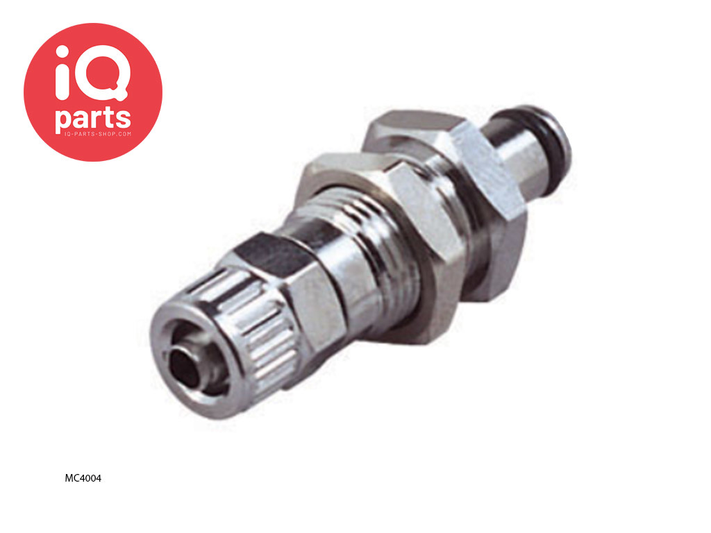 CPC MC4004 / MCD4004 | Insteeknippel | Plaatmontage | PTF Klemring 6,4 mm OD / 4,3 mm ID