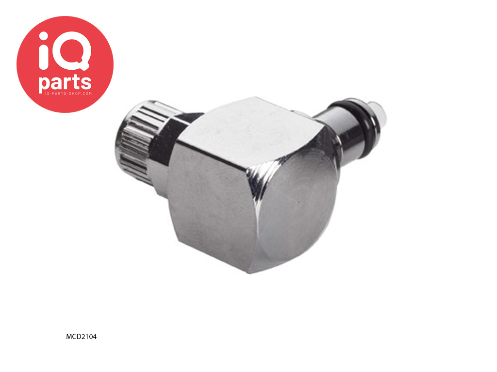 CPC MC2104 / MCD2104 | Insteeknippel 90º | Verchroomd messing | PTF Klemring 6,4 mm OD / 4,3 mm ID