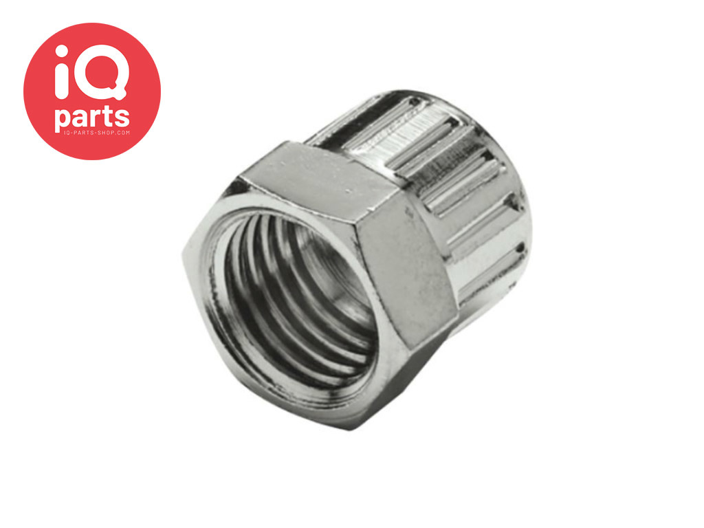 CPC PTF Überwurfmutter für Klemmringverschraubung | Messing vernickelt | 9,5 mm AD / 6,4 mm ID