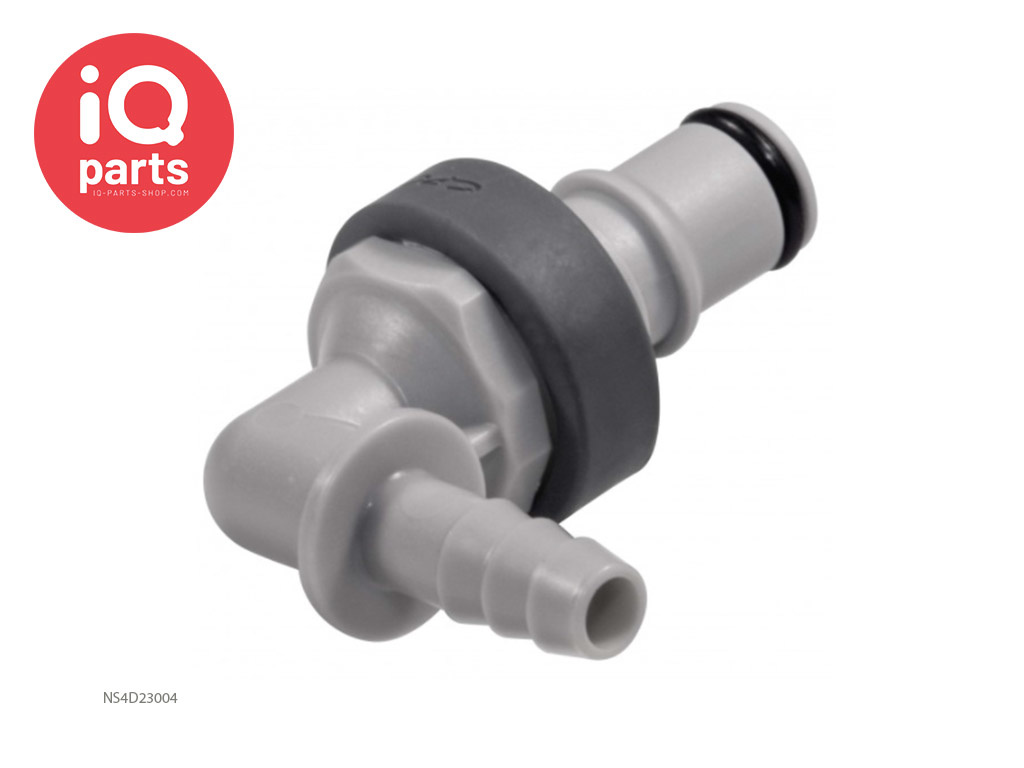 NS4D23004 | NS4 Stecker | 90º Schlauchanschluß 6,4 mm