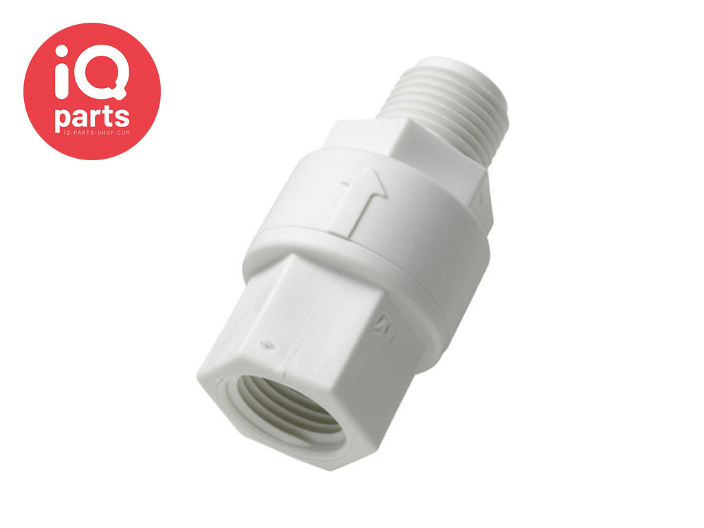 CPC Check Valve with 1/2" NPT female thread and 1/2" NPT male thread