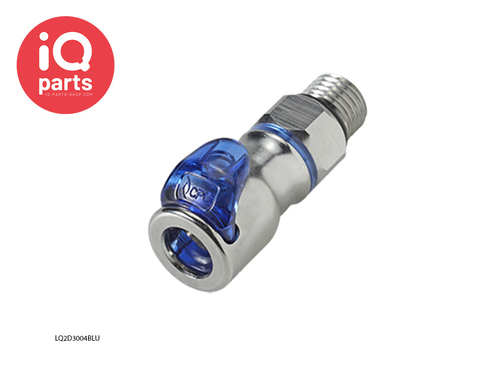 CPC LQ2D3004BLU / LQ2D3004RED | Snelkoppeling | Verchroomd messing | 1/4" SAE-4 buitendraad