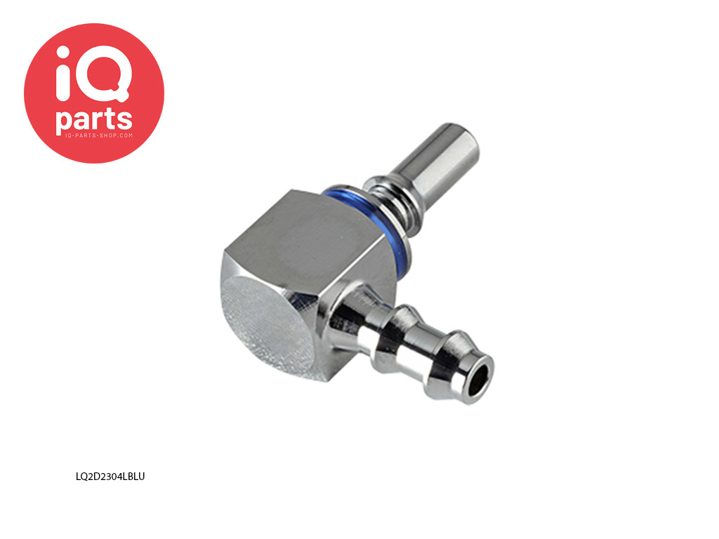 CPC LQ2D2304LBLU / LQ2D2304LRED | Insteeknippel 90º | Verchroomd messing | slangpilaar 6,4 mm