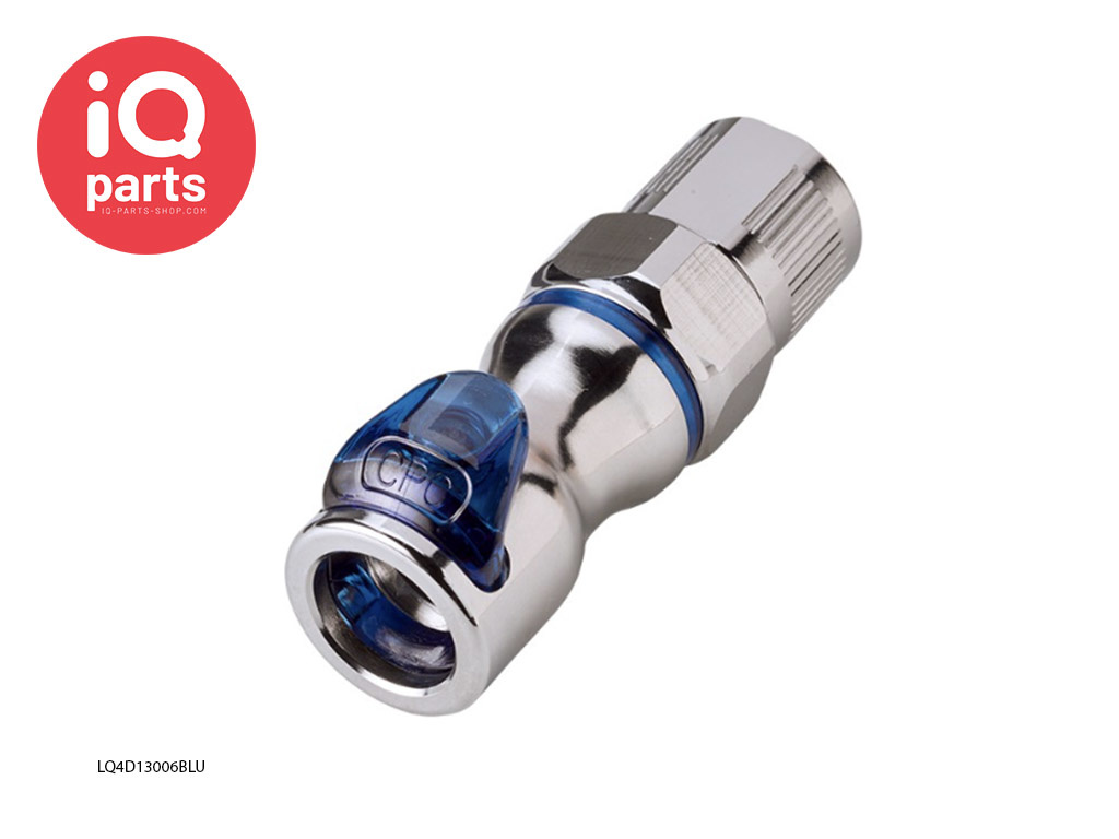CPC LQ4D13006BLU / LQ4D13006RED | LQ4 Snelkoppeling  | PTF Klemring 9,5 mm OD / 6,4 mm ID