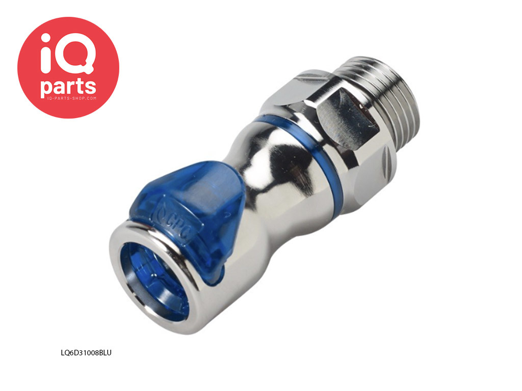 CPC LQ6D31008BLU / LQ6D31008RED | Snelkoppeling | Verchroomd messing | 1/2" G buitendraad