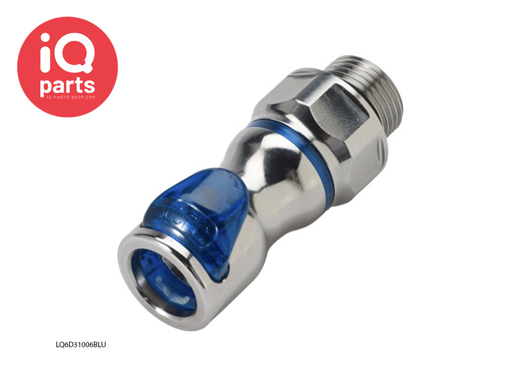 CPC LQ6D31006BLU / LQ6D31006RED | Snelkoppeling | Verchroomd messing | 3/8" G buitendraad