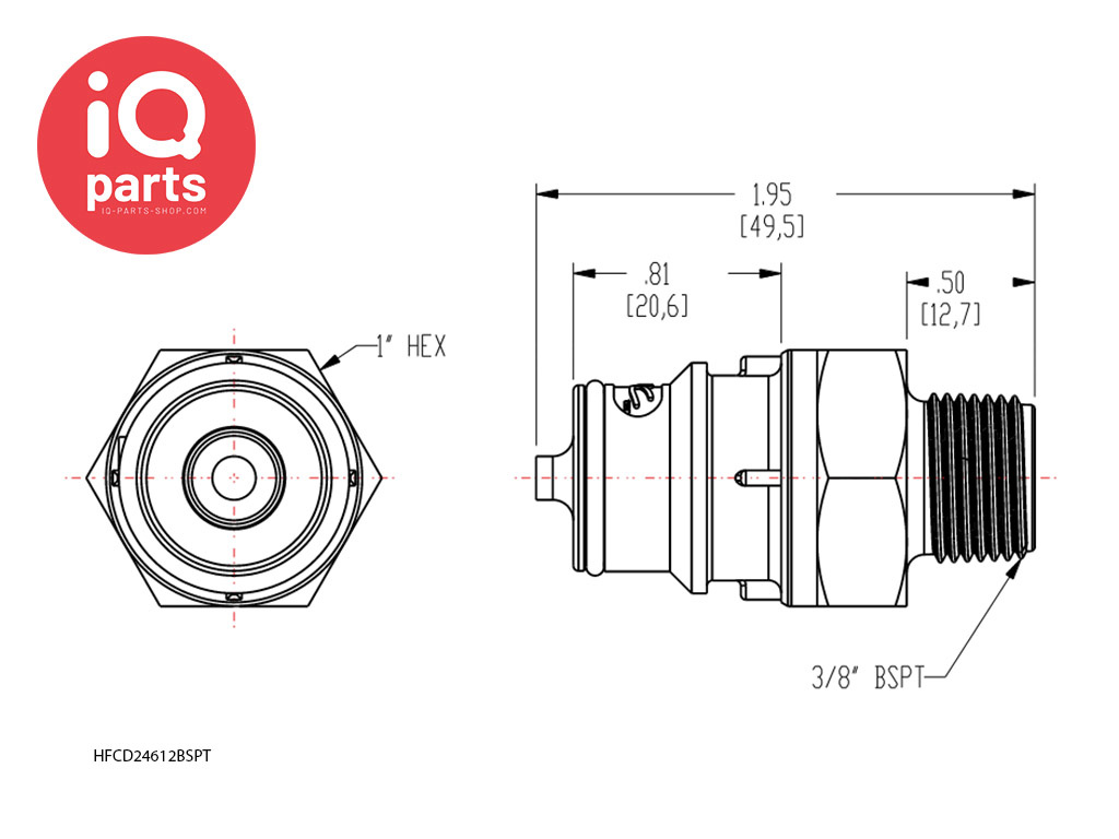 CPC CPC - HFC24612BSPT / HFCD24612BSPT | Insteeknippel | Polypropyleen | 3/8" BSPT buitendraad