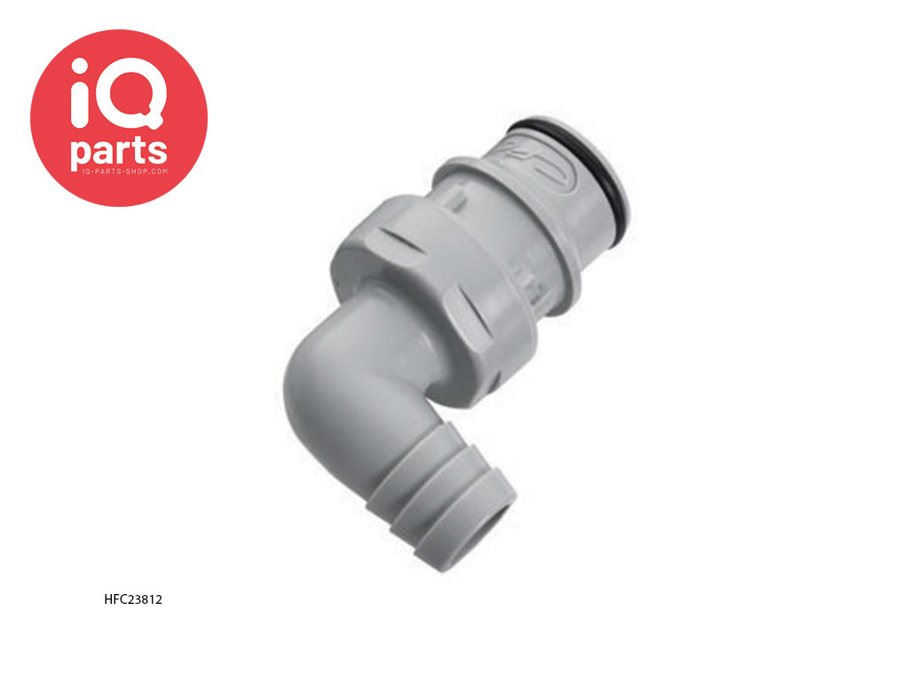 CPC HFC23812 / HFCD23812 | Insteeknippel 90º | Polypropyleen | 12,7 mm slangpilaar