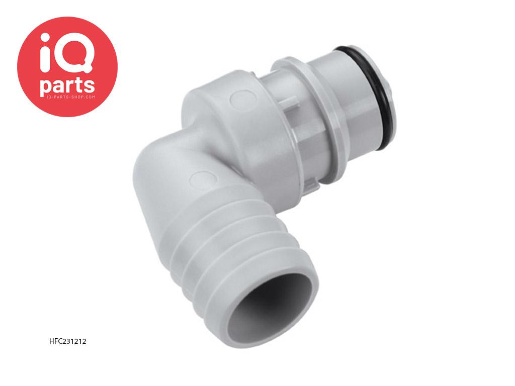 CPC HFC231212 / HFCD231212 | Insteeknippel 90º | Polypropyleen | 19,0 mm slangpilaar