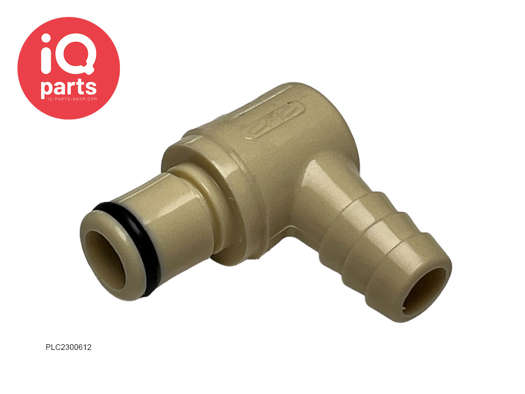 CPC PLC2300612 / PLCD2300612 | Stecker 90º | Polypropylen | Schlauchanschluß 9,5 mm