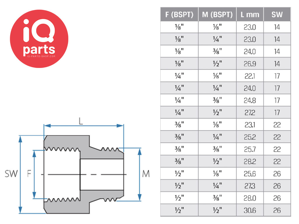 TEFEN TEFEN Kunststoff Gewindenippel BSPT Innen- / Aussengewinde