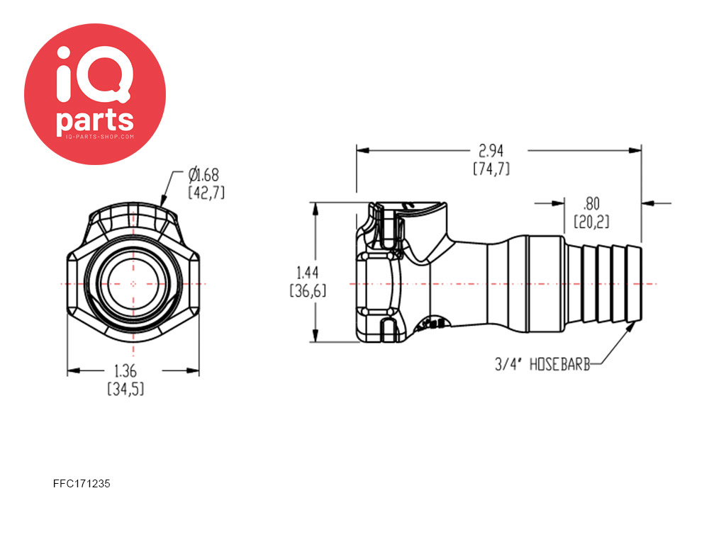 CPC CPC - FFC171235 | Kupplung | Polysulfon | 19,0 mm Schlauchanschluss