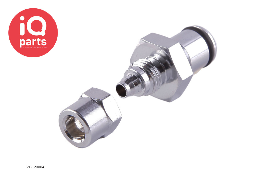 IQ-Parts VCL20004 / VCLD20004 | Insteeknippel | Verchroomd Messing | PTF Klemring 6,4 mm OD / 4,3 mm ID