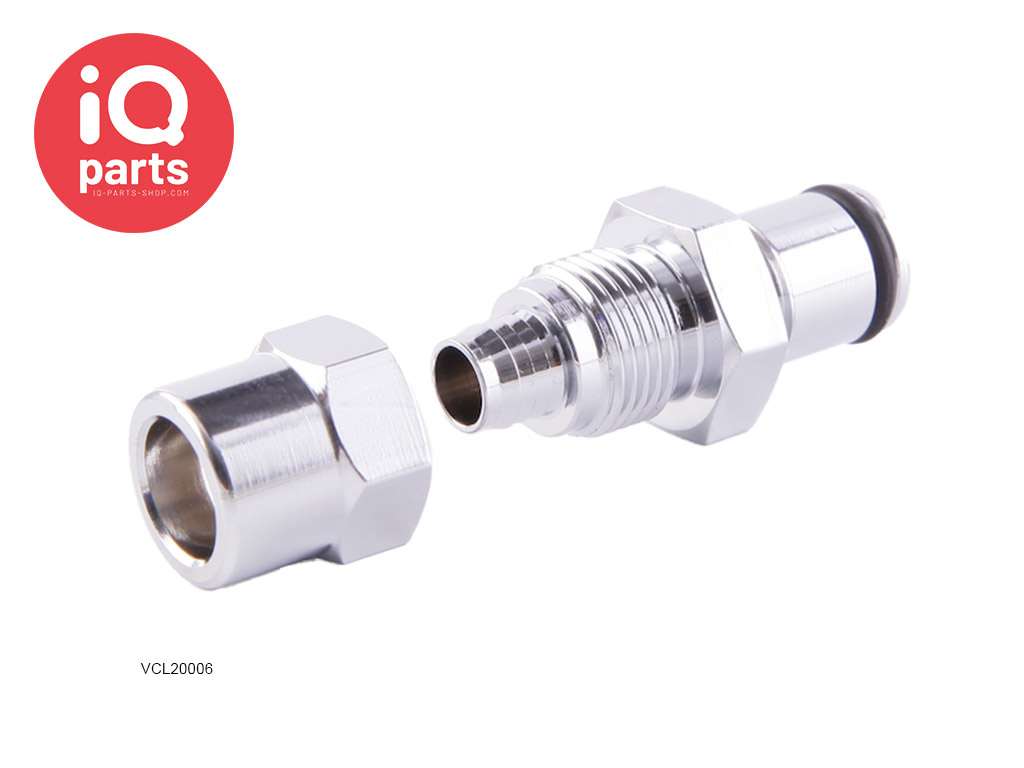 IQ-Parts VCL20006 / VCLD20006 | Coupling Insert | Chrome-plated brass | PTF Nut 9,5 mm (3/8") OD / 6,4 mm (0.25") ID
