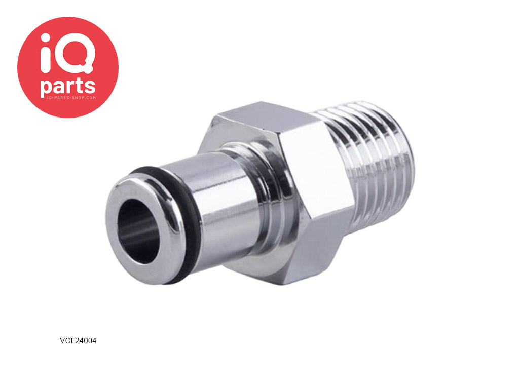 IQ-Parts VCL24004 / VCLD24004 | Insteeknippel | Verchroomd messing | 1/4" NPT buitendraad