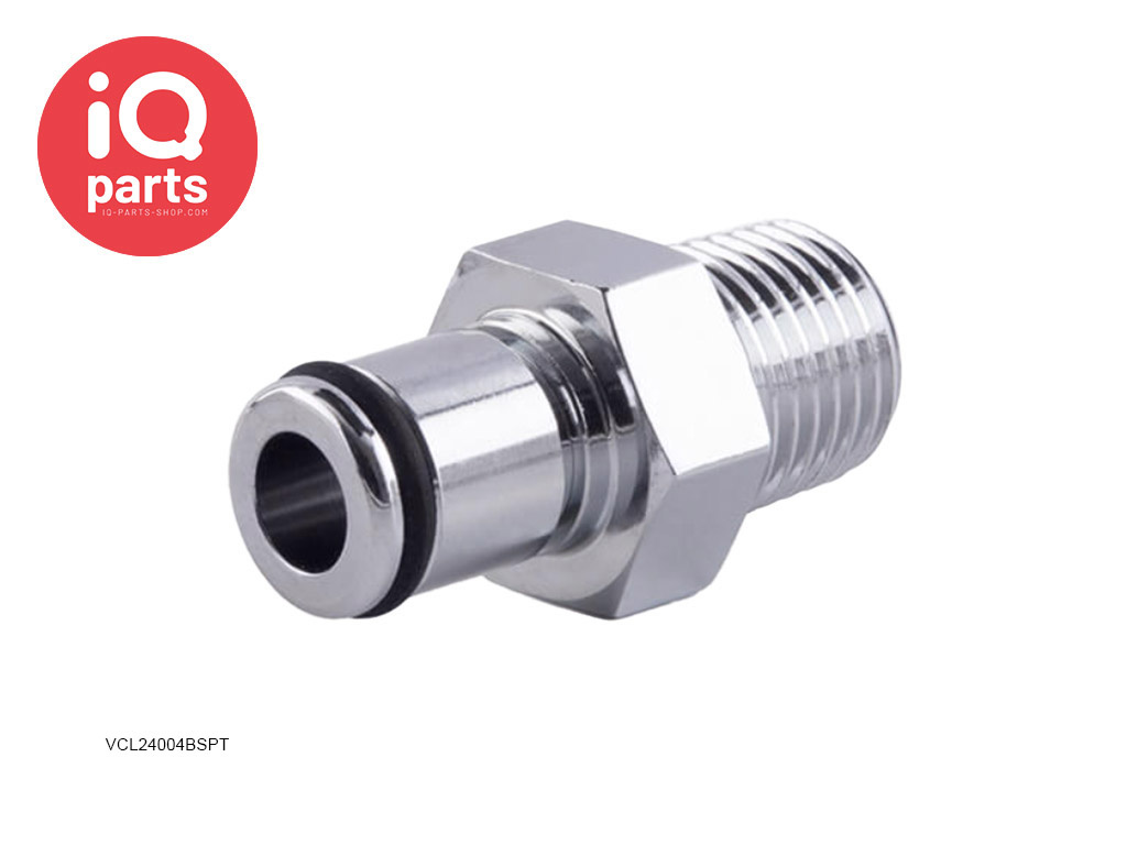 IQ-Parts VCL24004BSPT / VCLD24004BSPT | Insteeknippel | Verchroomd messing | 1/4" BSPT buitendraad