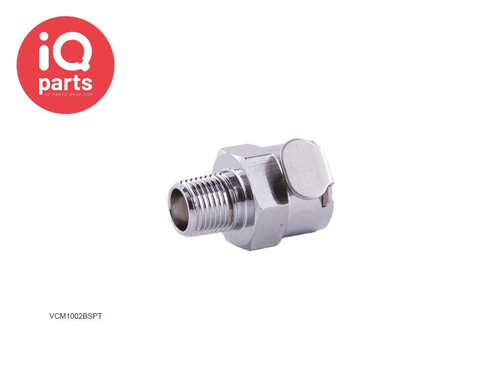 IQ-Parts IQP - VCM1002BSPT / VCMD1002BSPT | Snelkoppeling | Verchroomd messing | 1/8" BSPT buitendraad