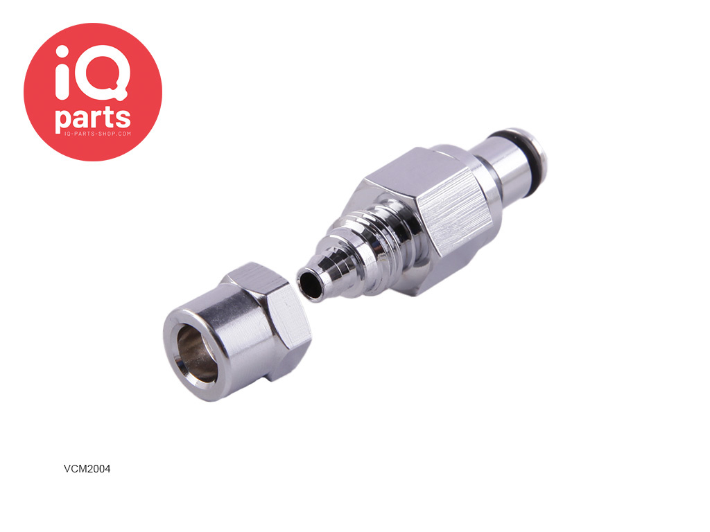 IQ-Parts IQ-Parts - VCM2004 / VCMD2004 | Insteeknippel | Verchroomd messing | PTF Klemring 6,4 mm OD / 4,3 mm ID
