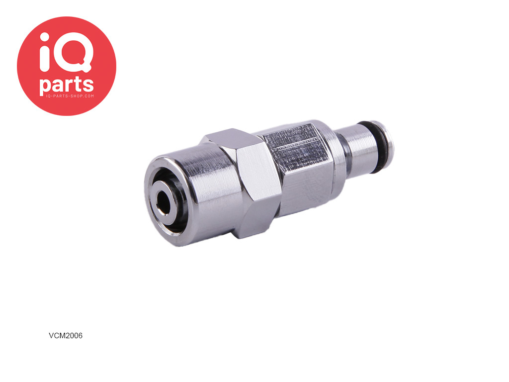 IQ-Parts VCM2006 / VCMD2006 | Coupling Insert | Chrome-plated brass | PTF Nut 9.5 mm (3/8") OD / 6.4 mm (0.25") ID
