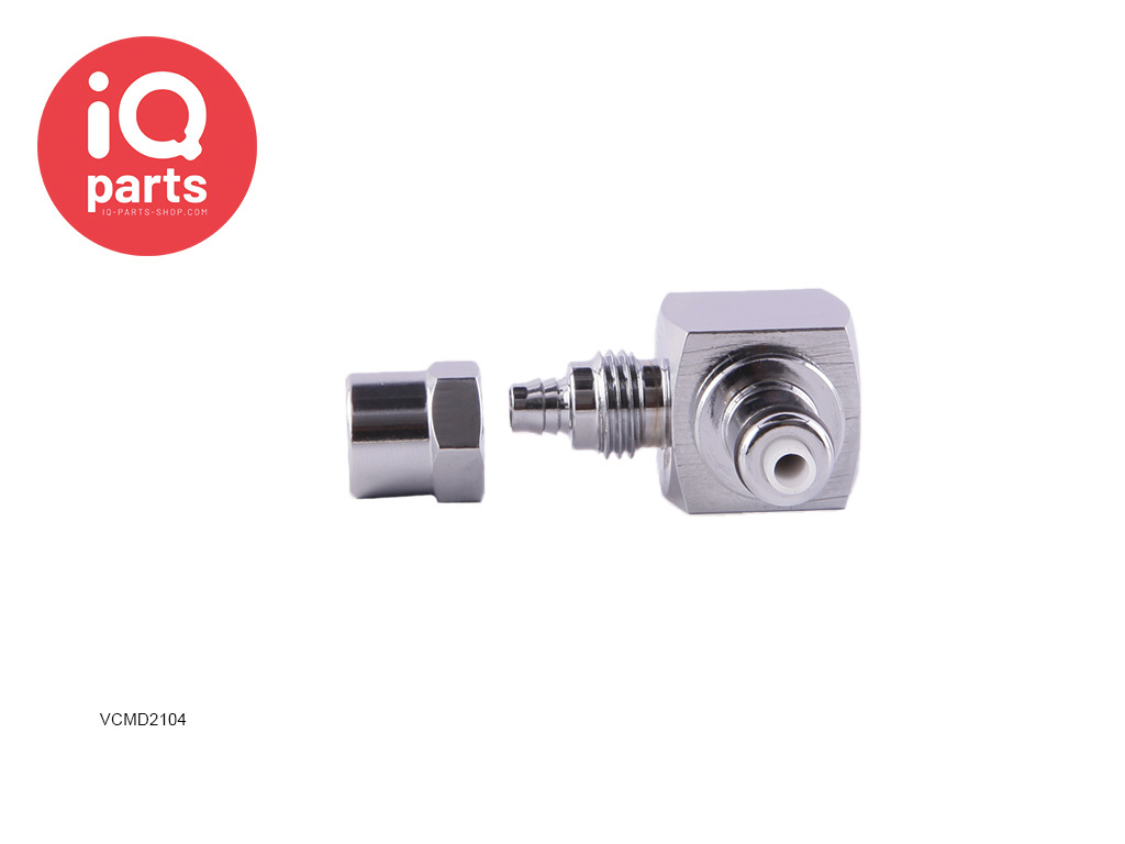 IQ-Parts IQ-Parts - VCM2104 / VCMD2104 | Stecker 90º | Messing verchromt |  PTF Klemmring 6.4 mm AD / 4.3 mm ID