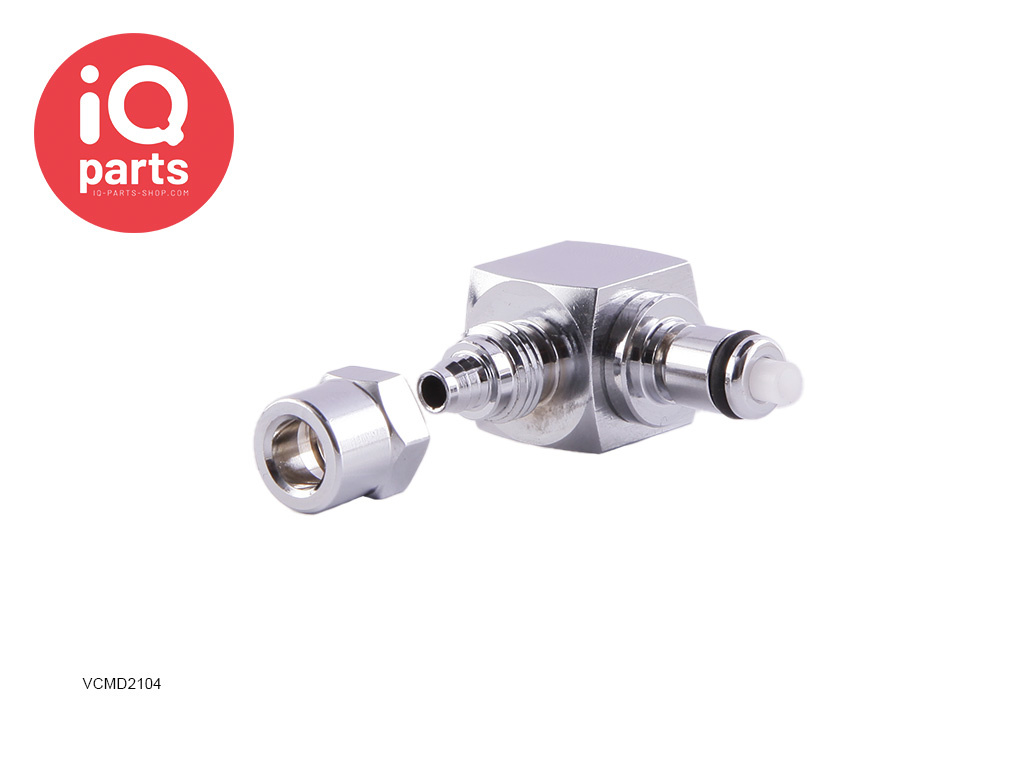 IQ-Parts IQ-Parts - VCM2104 / VCMD2104 | Stecker 90º | Messing verchromt |  PTF Klemmring 6.4 mm AD / 4.3 mm ID