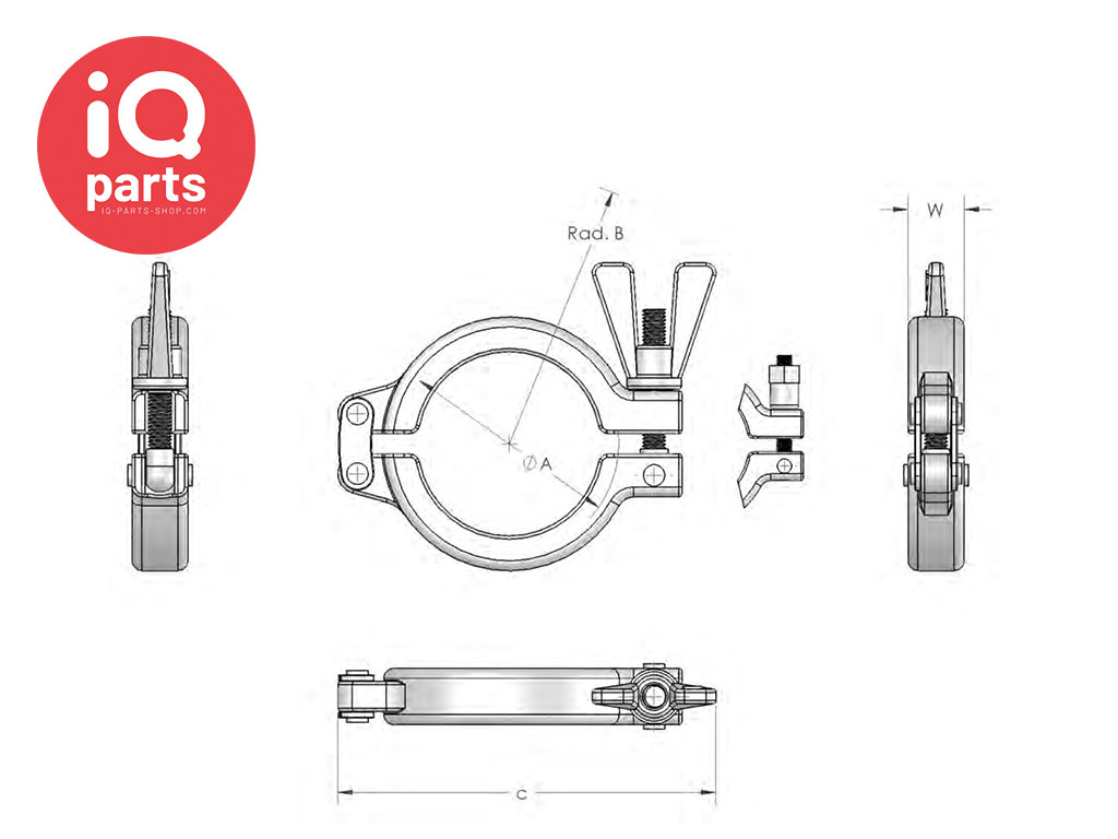 NORMA Norma Tri-Clamp SH-Type Verschluss Klammer (AISI 316) - TÜV geprüft