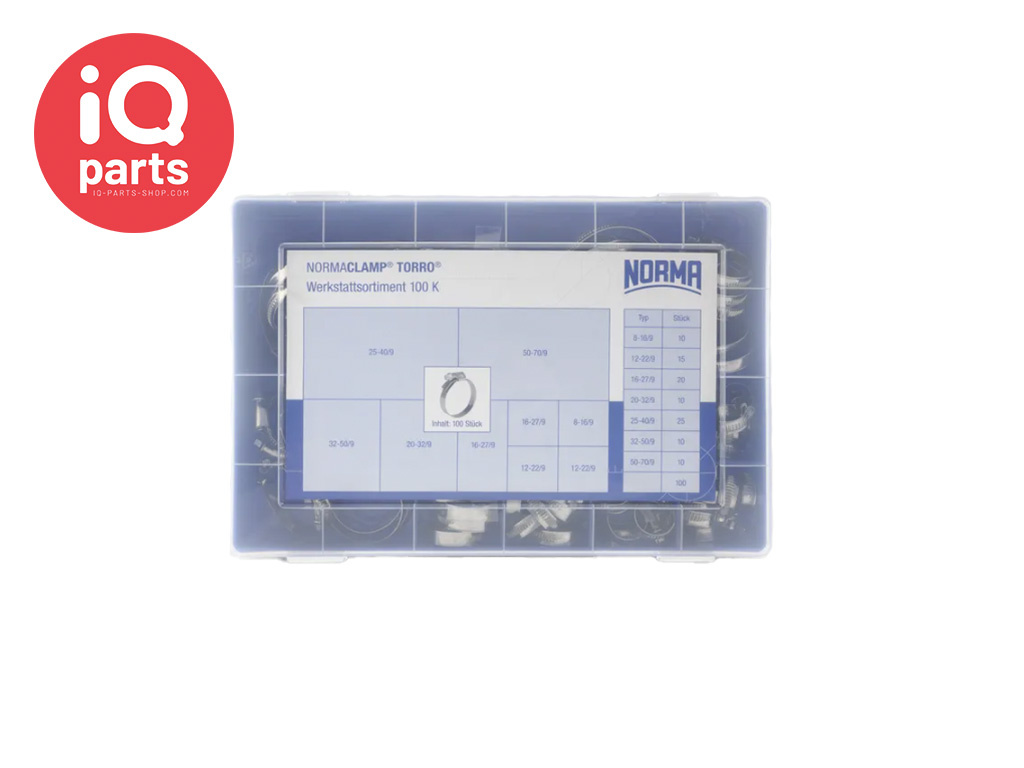 NORMA NORMACLAMP® TORRO Sortimentbox | 100 Stück | Typ 100 K | W2