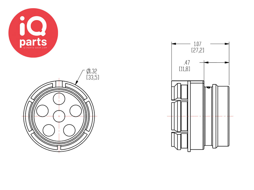 CPC CPC - SX42 | Coupling Insert 6 tubes | Acetal | WITHOUT Hose barbs
